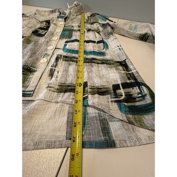 Parsley & Sage Holland Button Up Top Womens L White Abstract Artsy Eclectic NEW - Picture 9 of 10